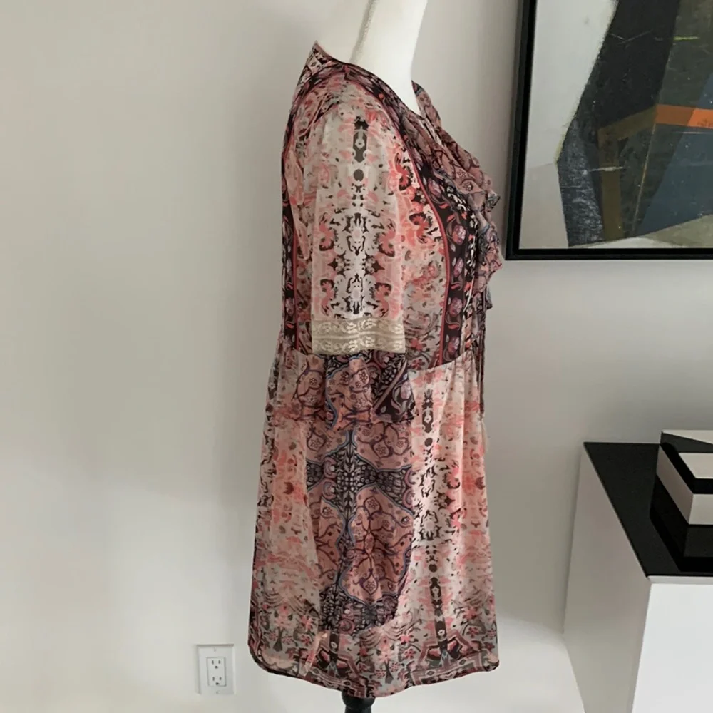 Bebe baby doll dress pink, cream, tan. Size M - Picture 5 of 7